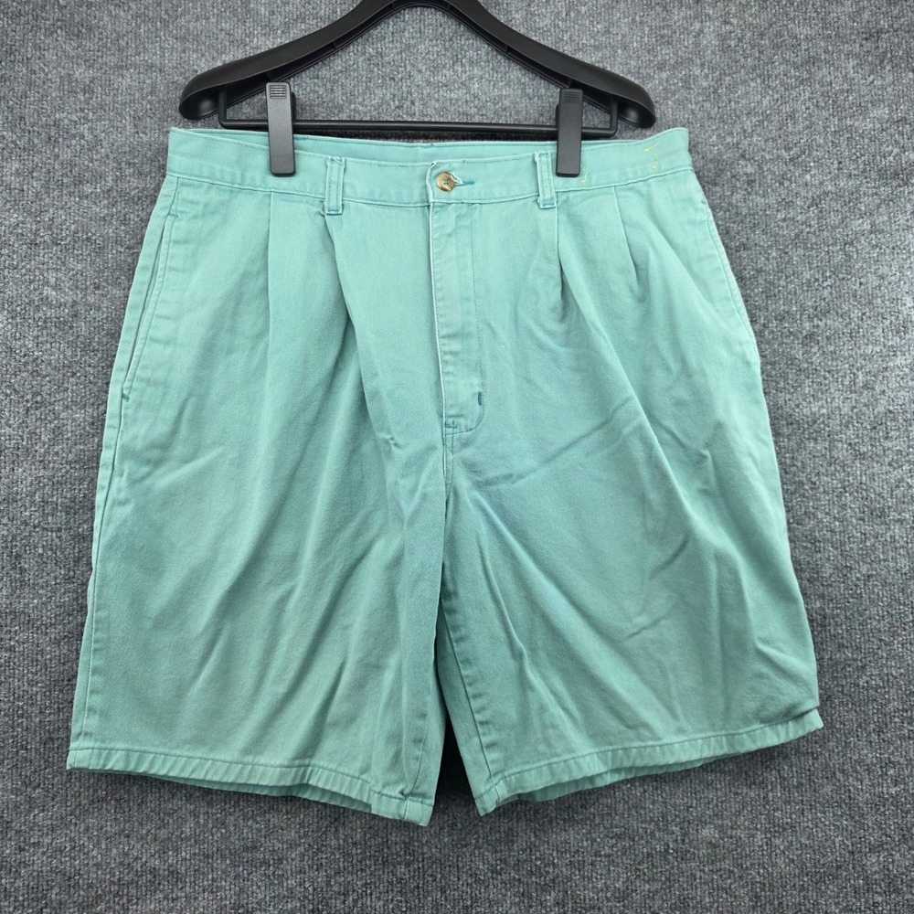 Duck Head Mens Pleated Chino Shorts Seafoam Green 100% Cotton VintageTag Size 36